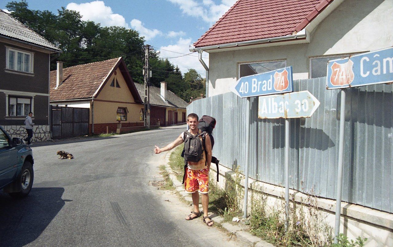 Łukasz hitchhiking from Poland